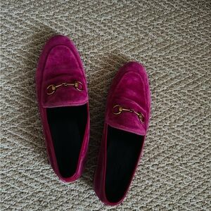 Gucci Velvet Horsebit Pink Loafers
